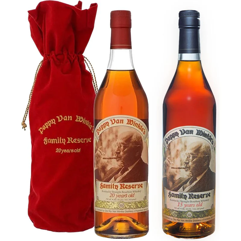Pappy Van Winkle 15 & 20 Year Family Reserve Bourbon Set, 2 x 750ml Bottles