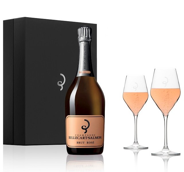 Billecart-Salmon Brut Rosé NV Champagne Gift Set with 2 Glasses, 750ml