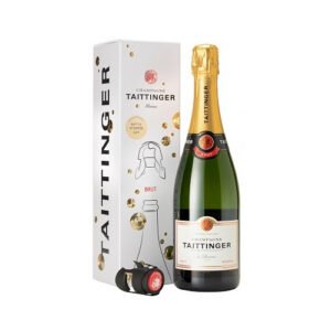 Taittinger Brut Reserve NV Champagne 750ml & Branded Bottle Stopper Set