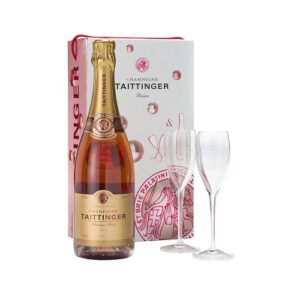 Taittinger Brut Prestige Rose NV 750ml + 2 Glasses Pack